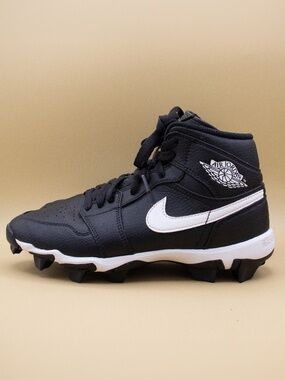 Nike Air Jordan 1 Mid Black Baseball Football Cleats HF6883-001 Youth Size 5Y